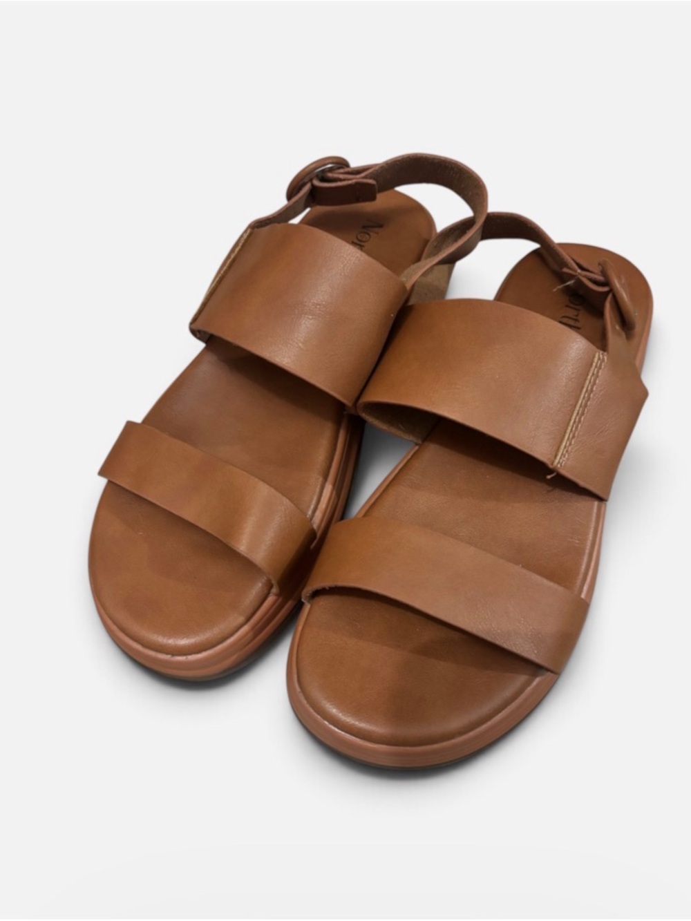 7.5 Women's Double-Strap Leather Sandals - Brown
